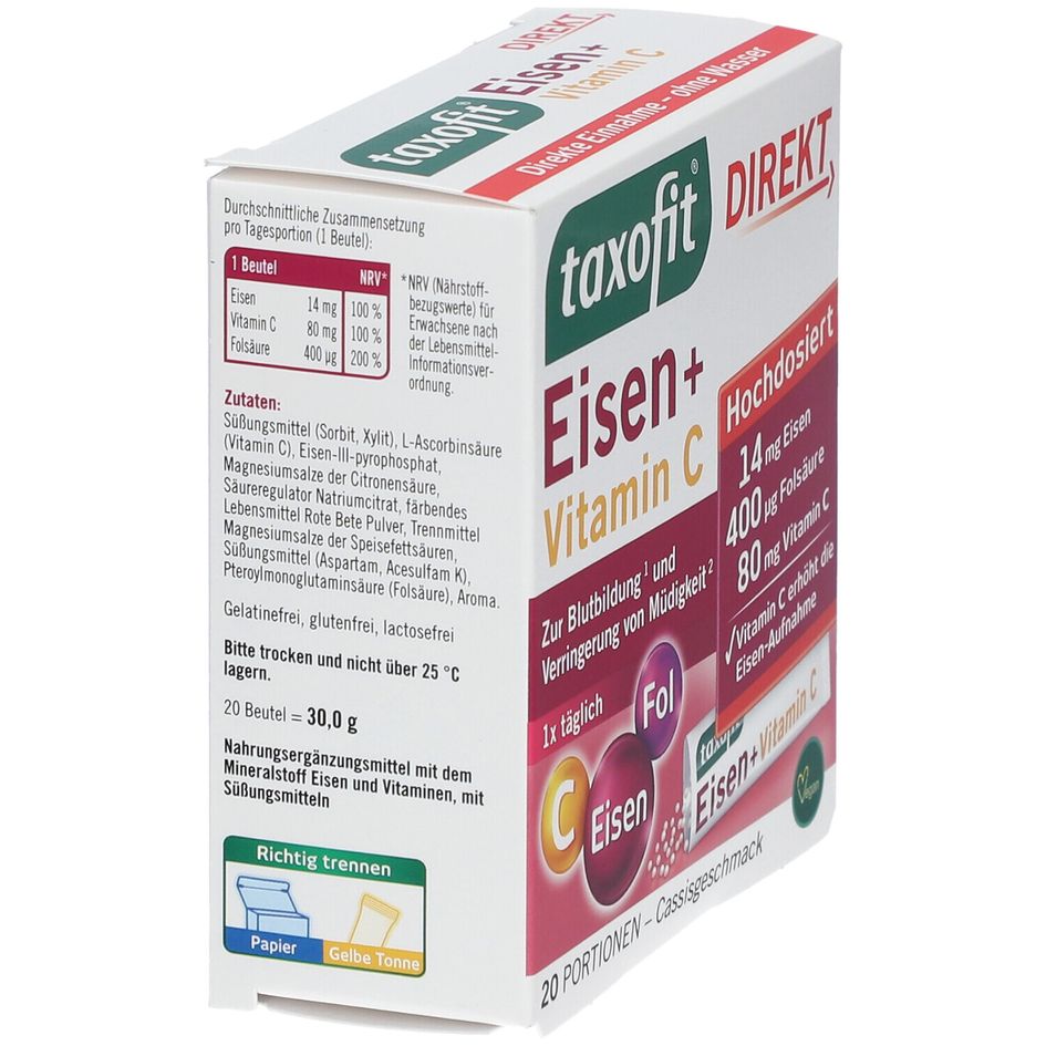taxofit® Direkt Eisen   Folsäure   Vitamin C 20 St - shop-apotheke.com