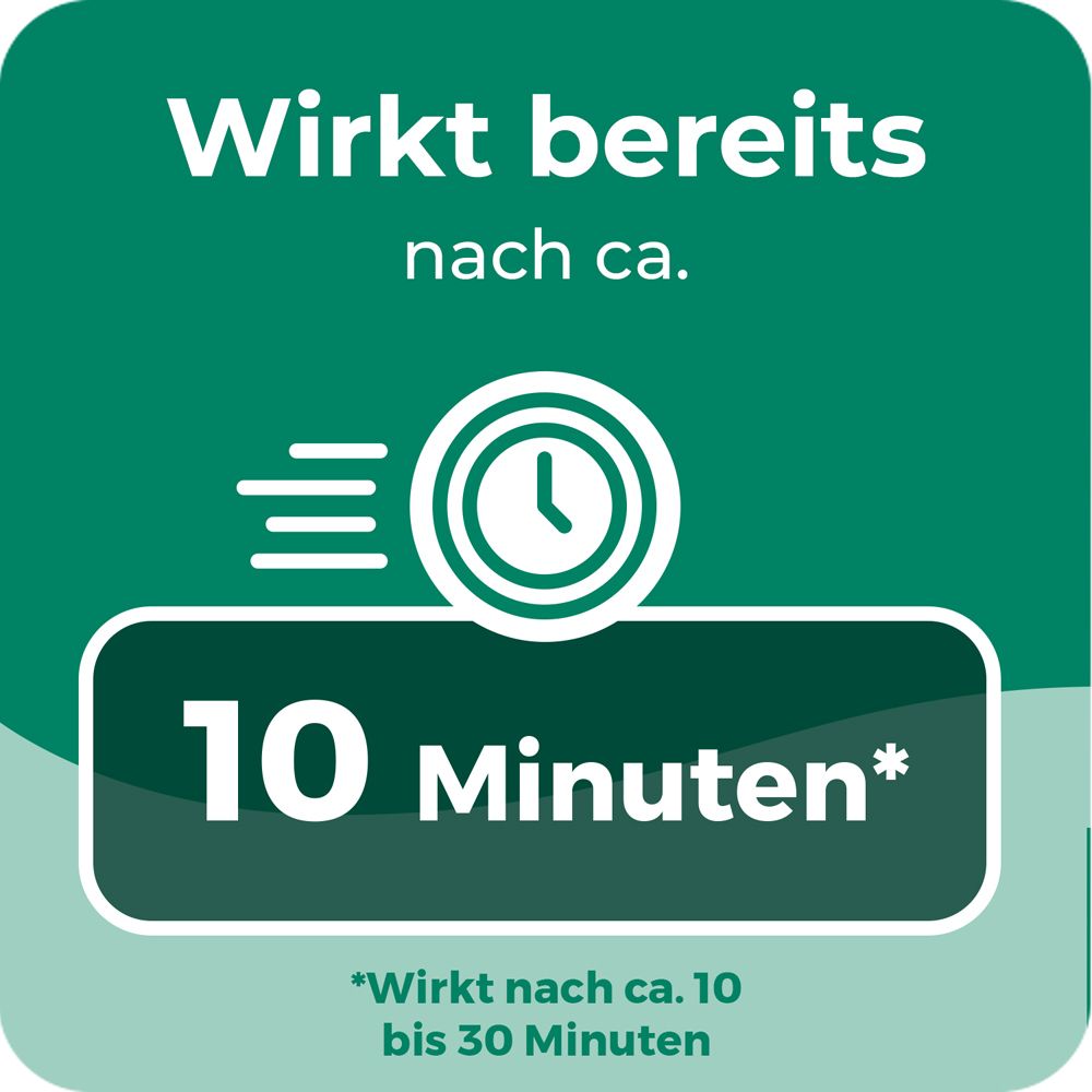 Text: Wirkt bereits nach ca. 10 Minuten.