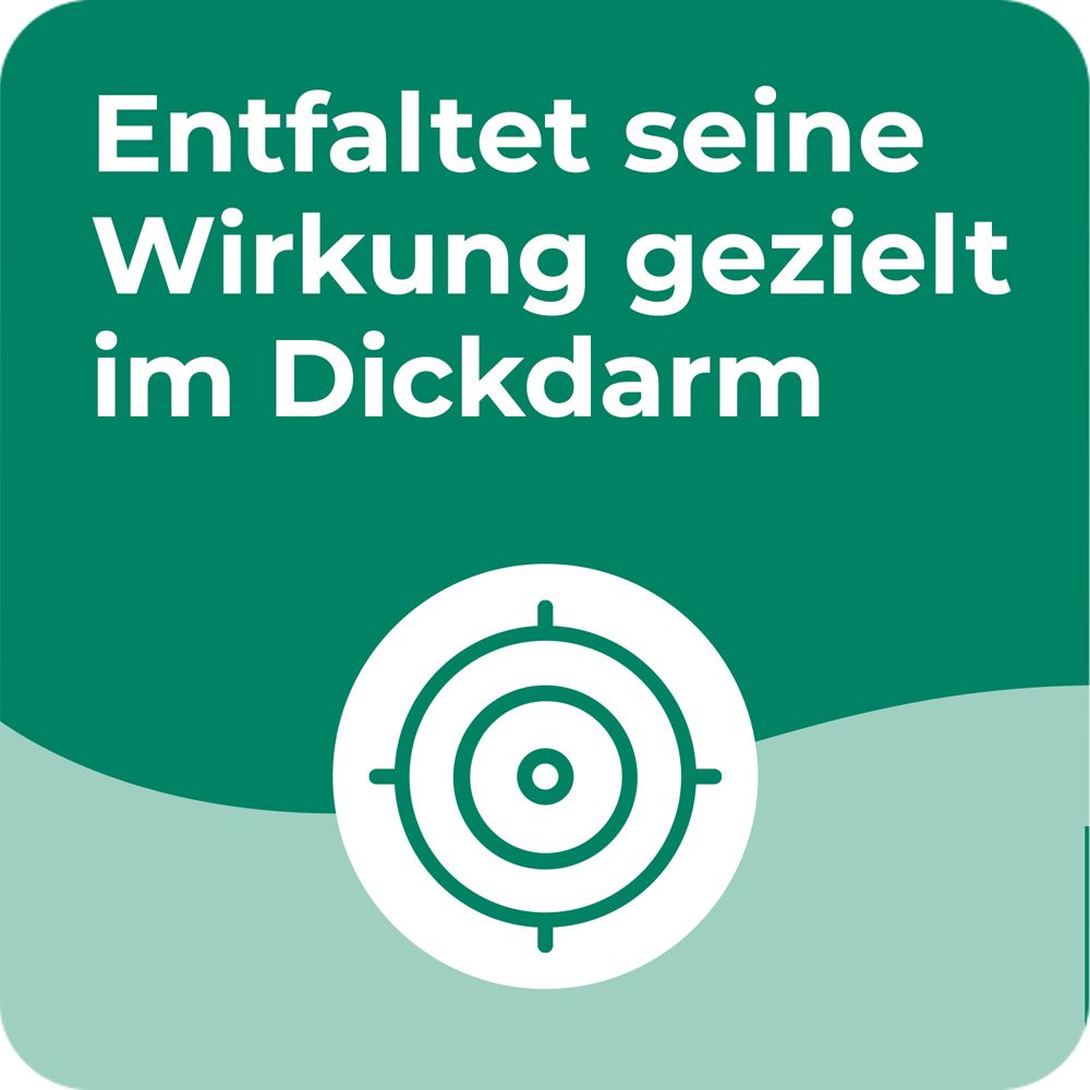 Text: Entfaltet seine Wirkung gezielt im Dickdarm.