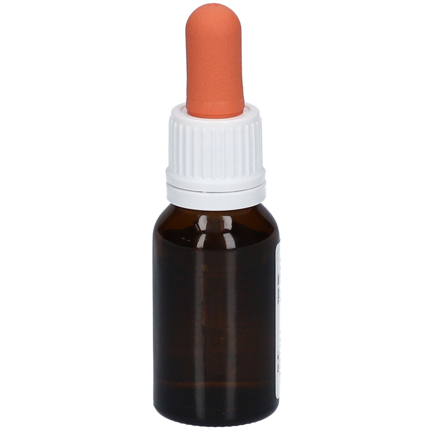 Braune Glasflasche mit orangefarbenem Tropfer. Keine weitere Beschriftung sichtbar.