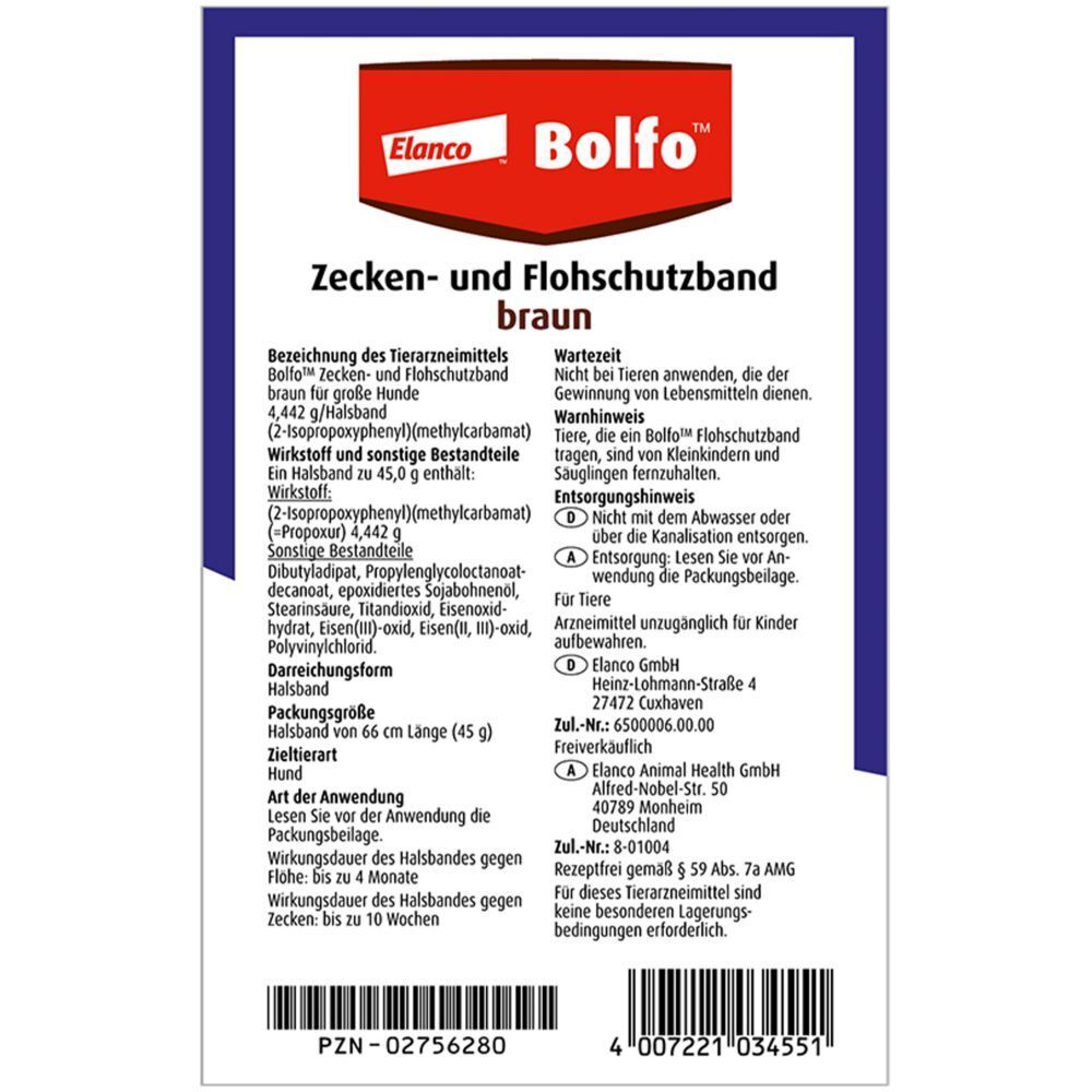 Bolfo® Zecken- und Flohschutzband braun für große Hunde