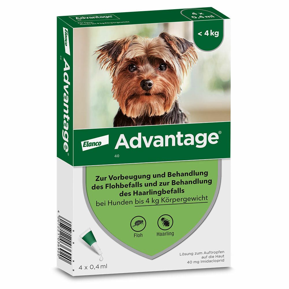advantage® 40 mg bei Hunden bis 4 kg Körpergewicht
