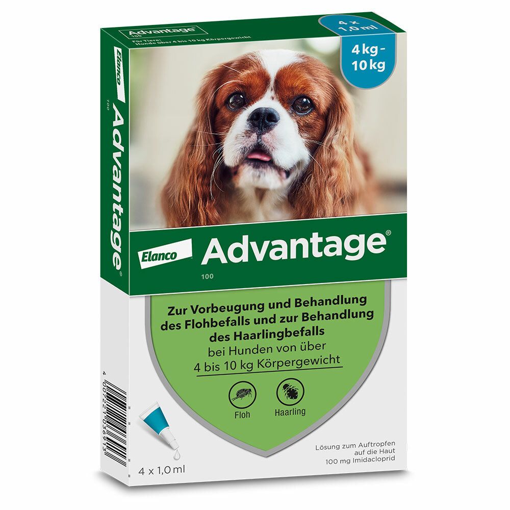 advantage® 100 mg bei Hunden von über 4 bis 10 kg Körpergewicht