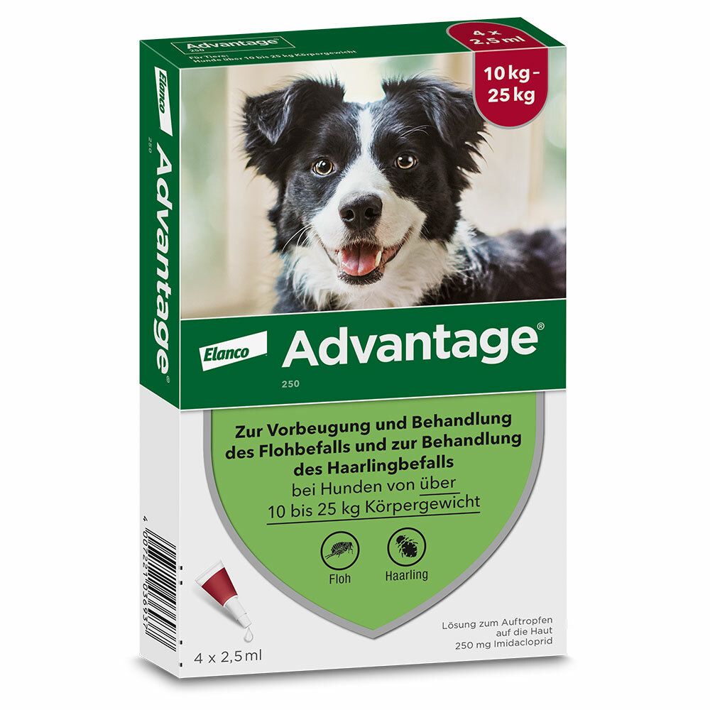 advantage® 250 mg bei Hunden von über 10 bis 25 kg Körpergewicht