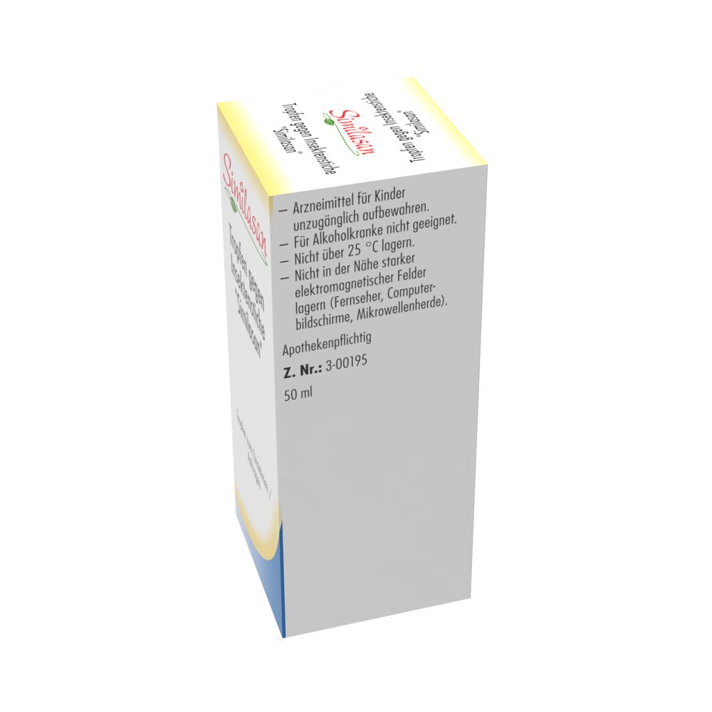 Schachtel mit Produktinformationen. Similasan, Tropfen gegen Insektenstiche. 50 ml.