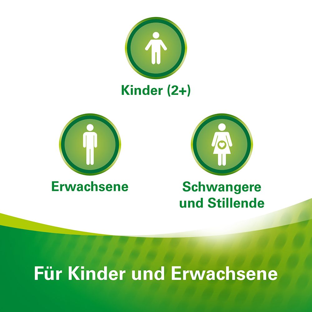 Kreise mit Piktogrammen: Kinder, Erwachsene, Schwangere und Stillende. Text: Für Kinder und Erwachsene.