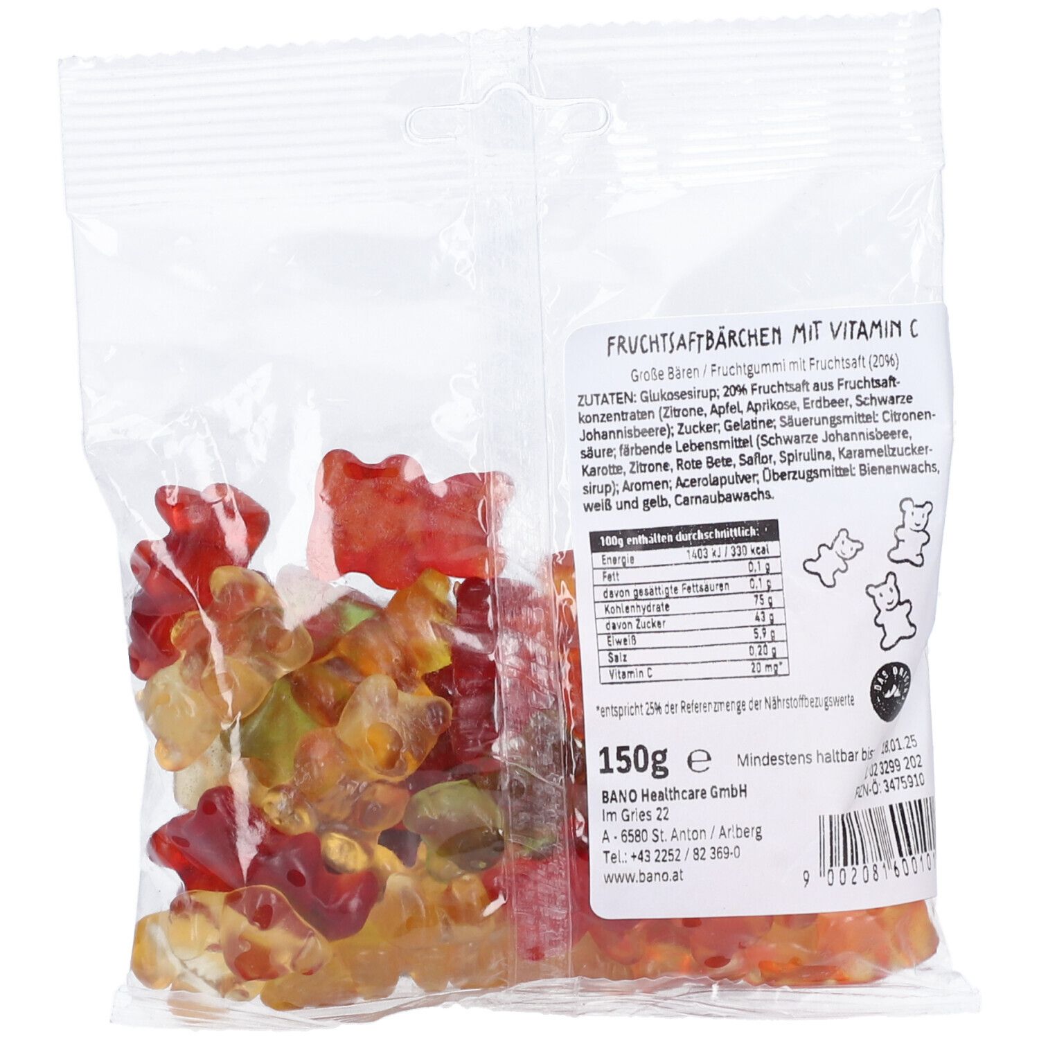 Bonbons oursous aux fruits avec vitamine C