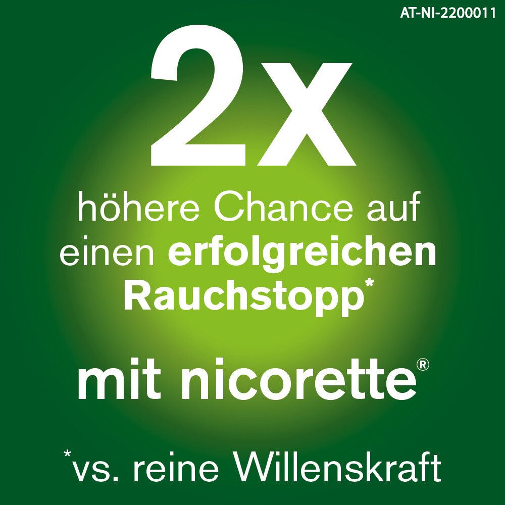 Text: 2x höhere Chance auf erfolgreichen Rauchstopp mit nicorette®.