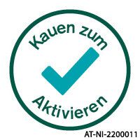 Kreis mit Text: Kauen zum Aktivieren.