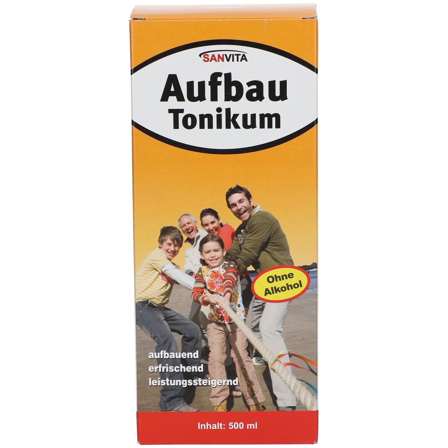 Karton mit Produktnamen, Familie und Text. Ohne Alkohol. Inhalt: 500 ml.