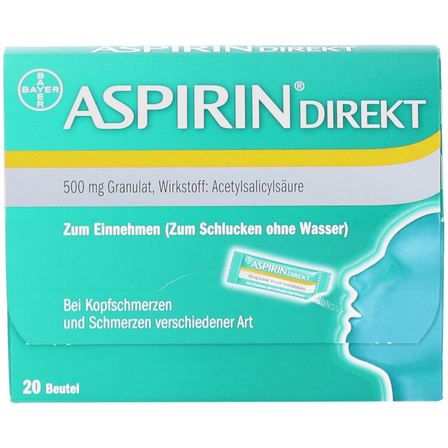 Aspirin® Direkt Granulat zur Direkteinnahme – bei Kopfschmerzen und Schmerzen verschiedener Art 20 St