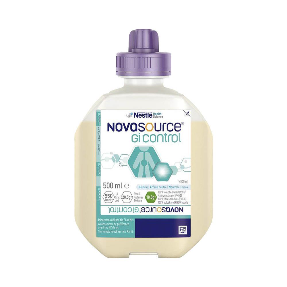 Nestlé Novasource GI Control, neutrale Flüssignahrung in Flasche mit Schraubverschluss. 500 ml.