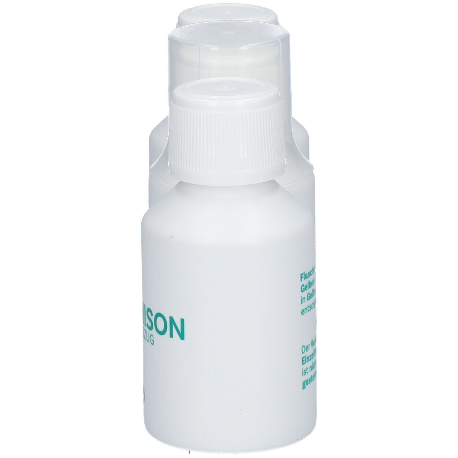 Eine weiße Flasche mit Schraubverschluss in einer transparenten Halterung. Aufschrift: NIERMISON Kräuter-Auszug, SonnenMoor Logo. Text auf der Seite.