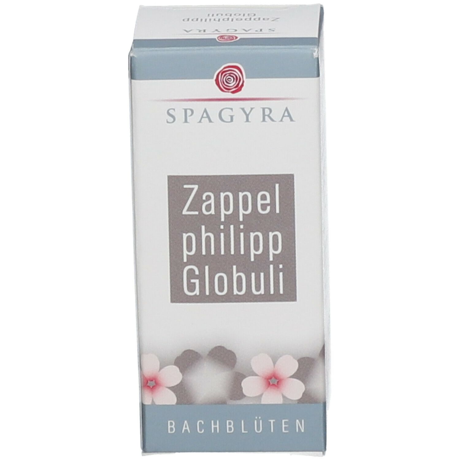 Kartonverpackung mit Produktnamen und Logo. Text: Bachblüten.