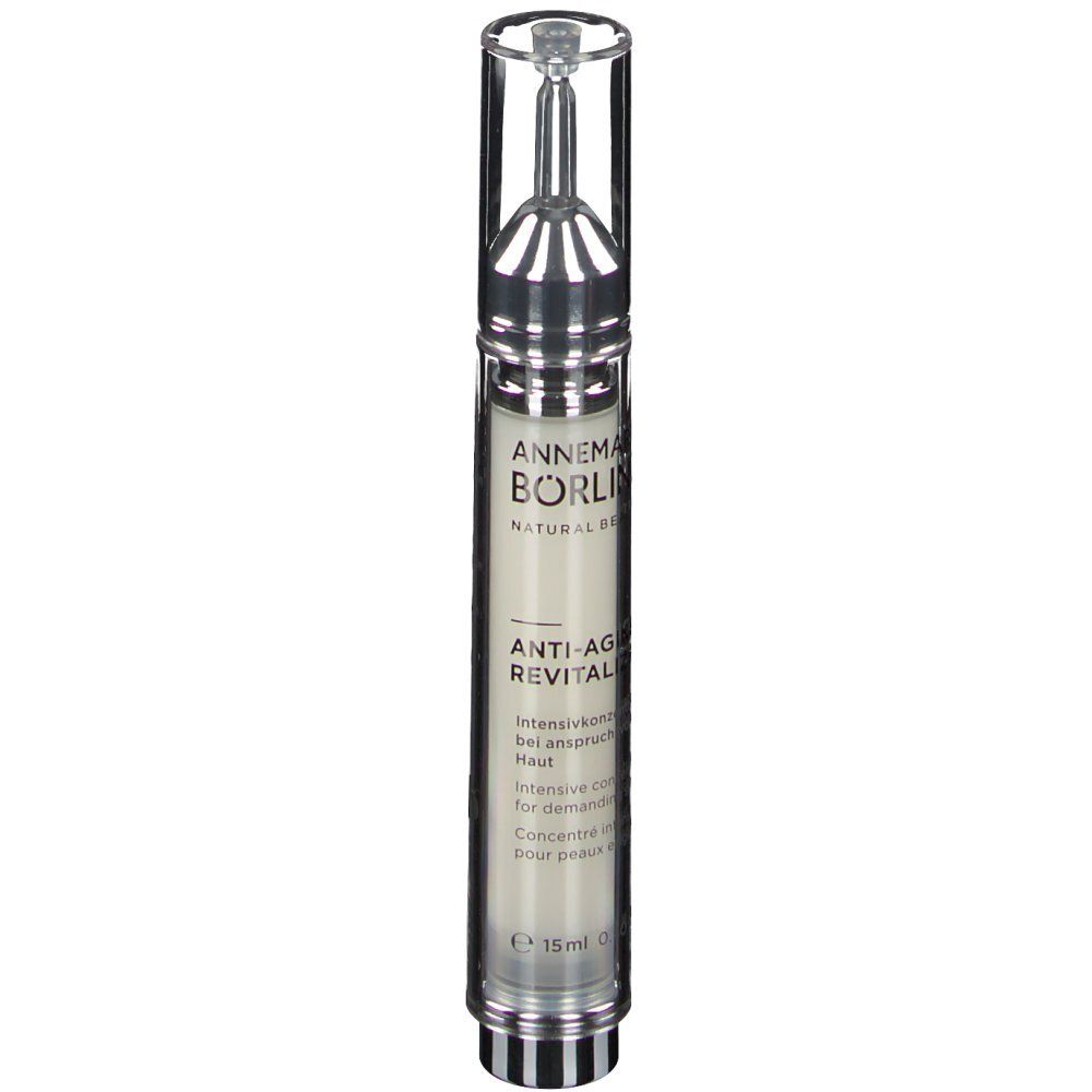 BÖRLIND Anti-Aging Revitalizer. Flakon mit Text und silberfarbenem Verschluss.