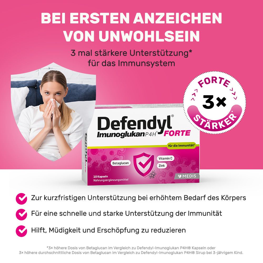 Defendyl-Imunoglukan P4H® FORTE Kapseln - mit dreifacher Kraft das Immunsystem unterstützen