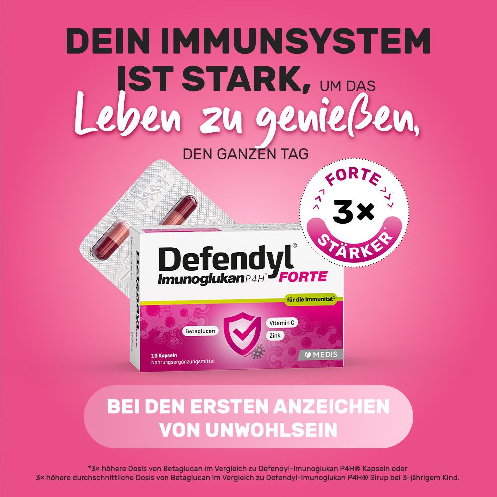 Defendyl-Imunoglukan P4H® FORTE Kapseln - mit dreifacher Kraft das Immunsystem unterstützen