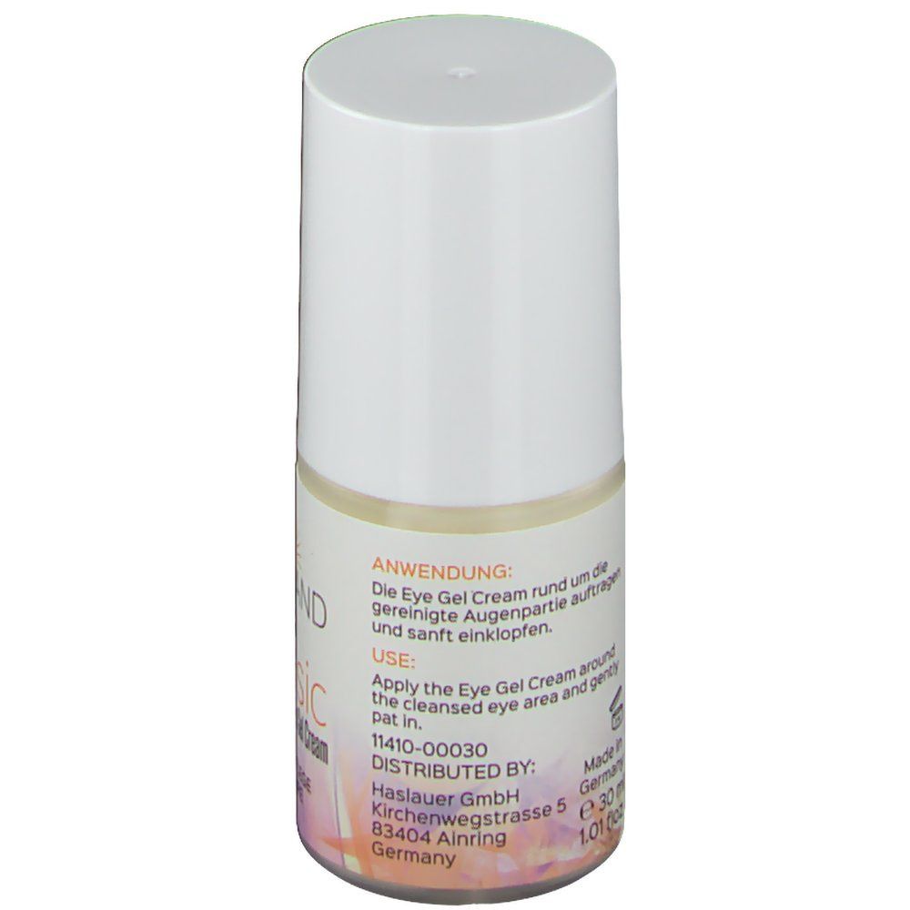 KURLAND classic Eye Gel Cream. Rückseite der Tube. Text: Anwendung, Use, Distributed by. Made in Germany.