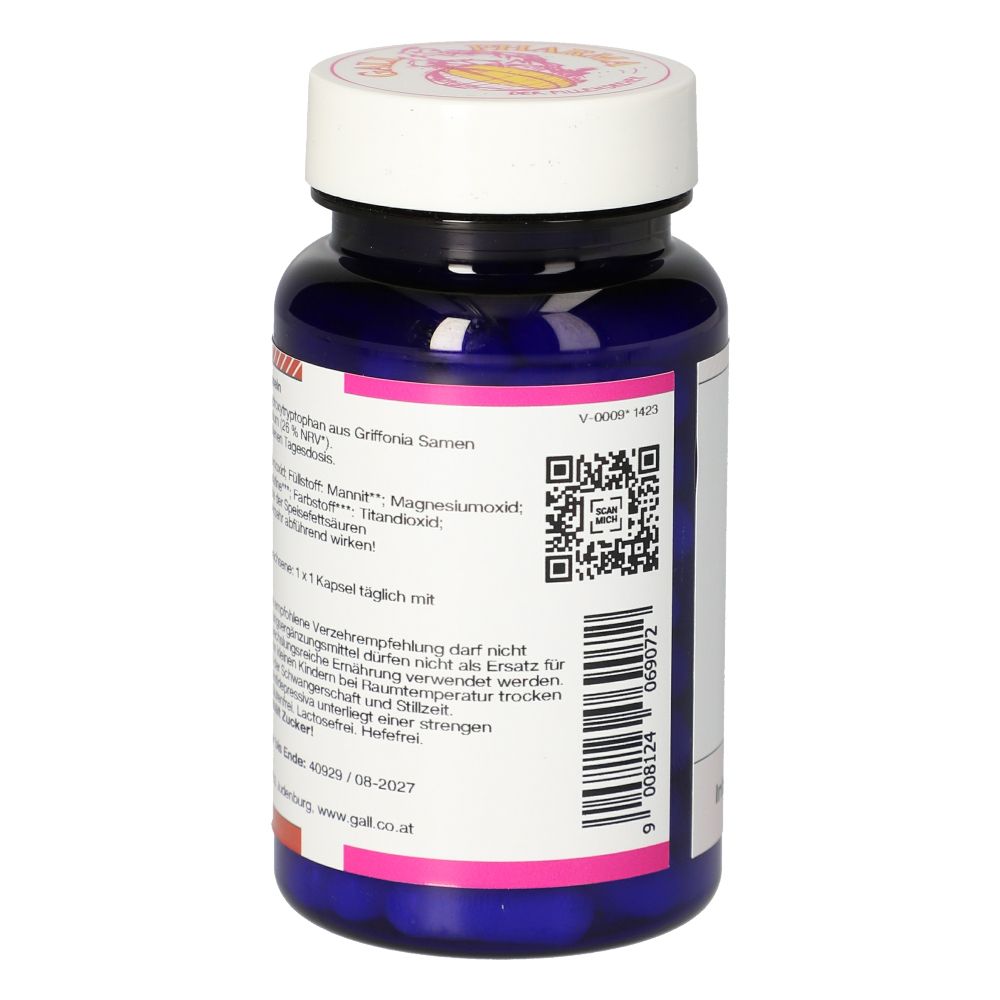 Rückseite der blauen Flasche. Text: Inhaltsstoffe, Verzehrempfehlung, Hinweise. QR-Code und Barcode sind ebenfalls sichtbar.