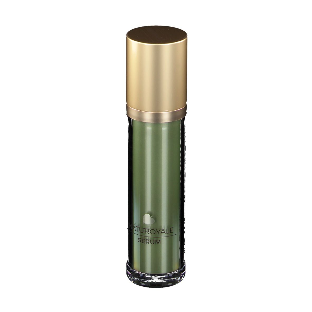 Grüne Serumflasche mit goldfarbenem Deckel. Aufschrift: NATUROYALE SERUM.