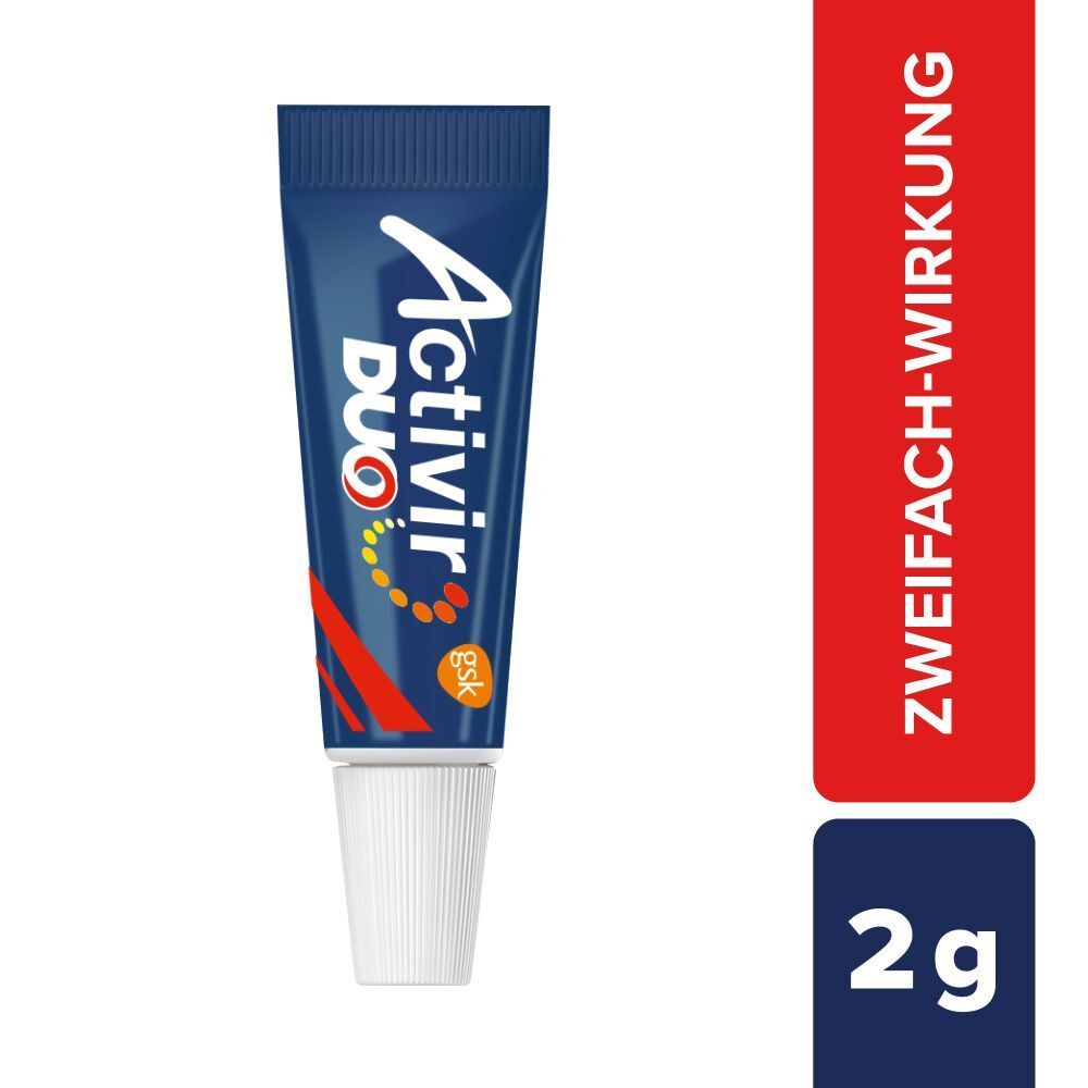 Activir Duo Tube. 2g. Schriftzug Activir Duo. Aufschrift: Zweifach-Wirkung.