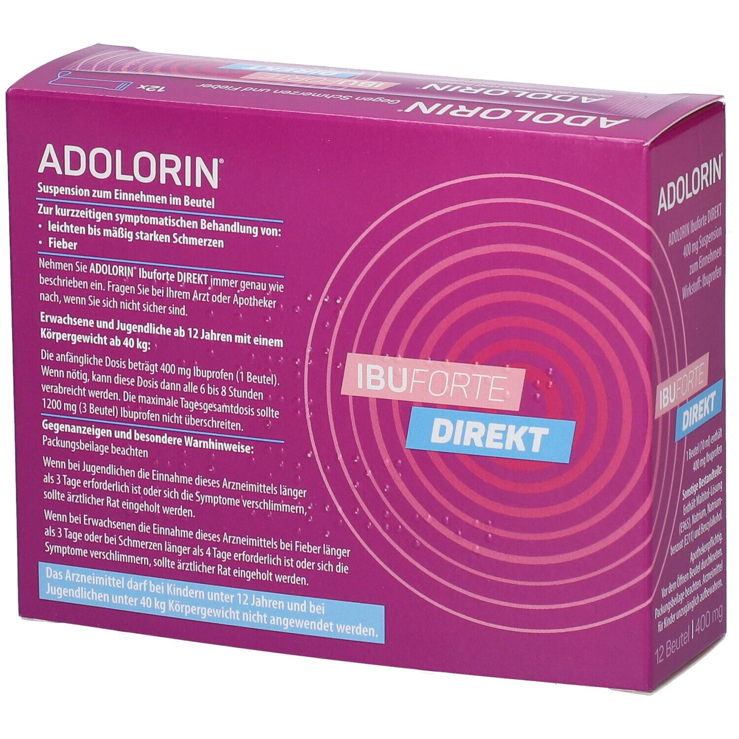 ADOLORIN® IBUFORTE DIREKT 400 mg 12 St - shop-apotheke.at