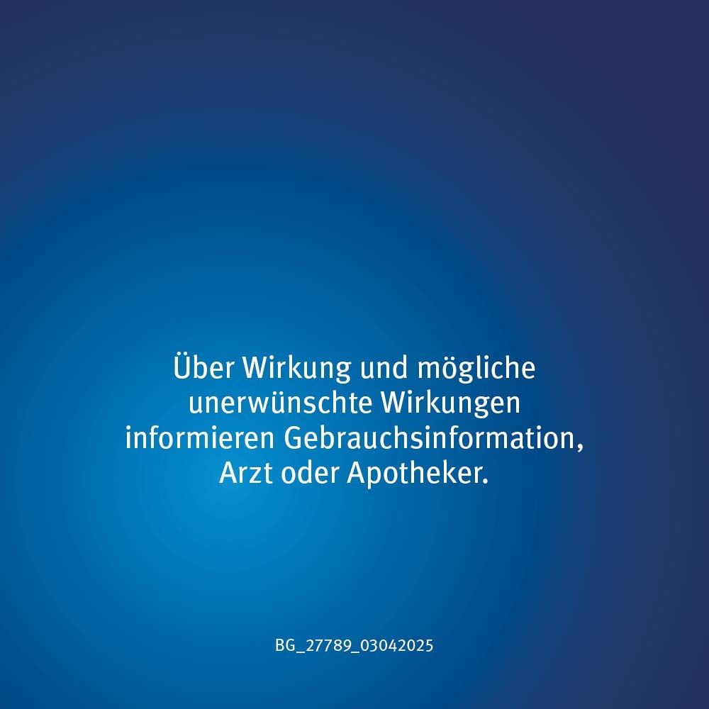 Text: Über Wirkung und mögliche unerwünschte Wirkungen informieren Gebrauchsinformation, Arzt oder Apotheker.