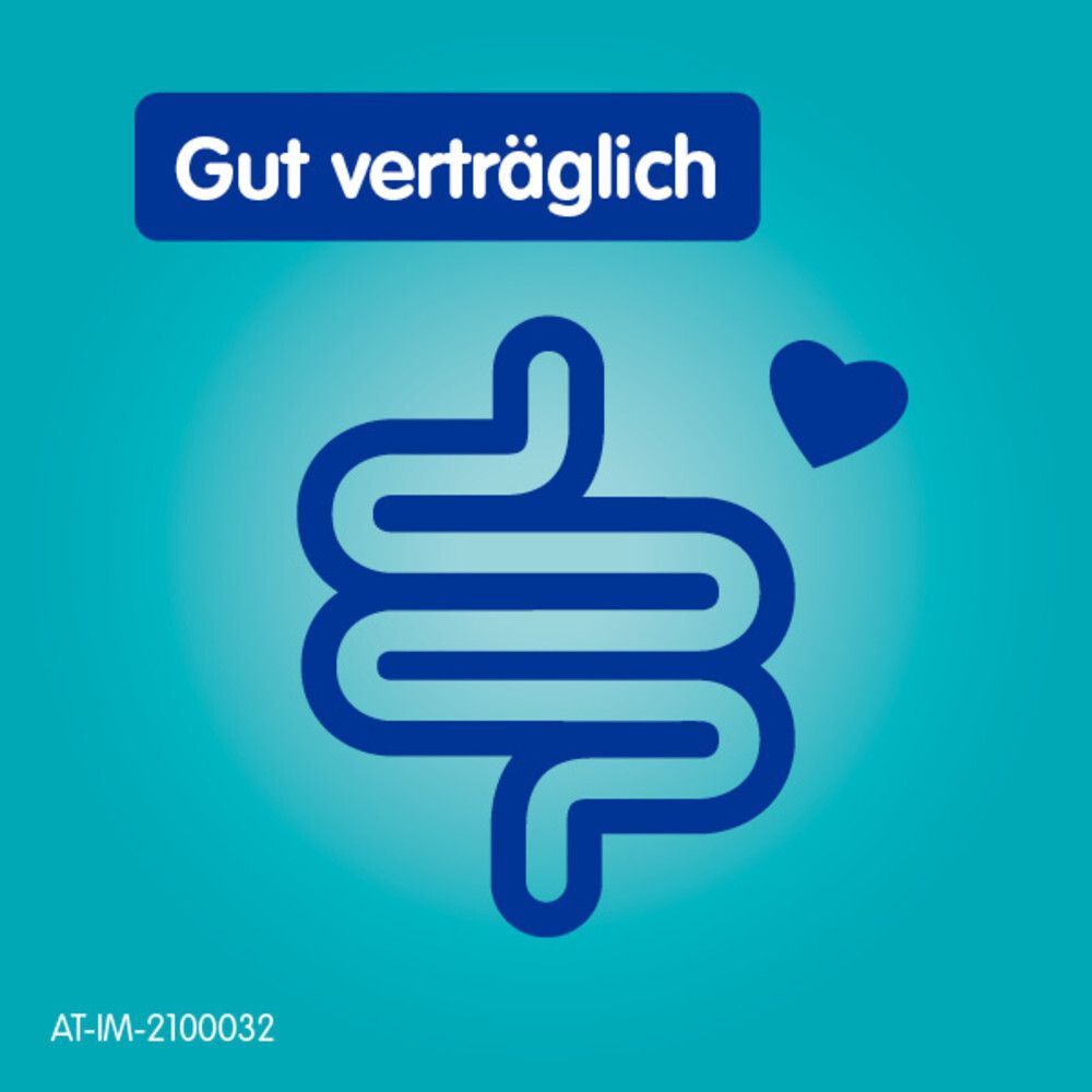 Darm-Illustration mit Herz. Text: Gut verträglich.
