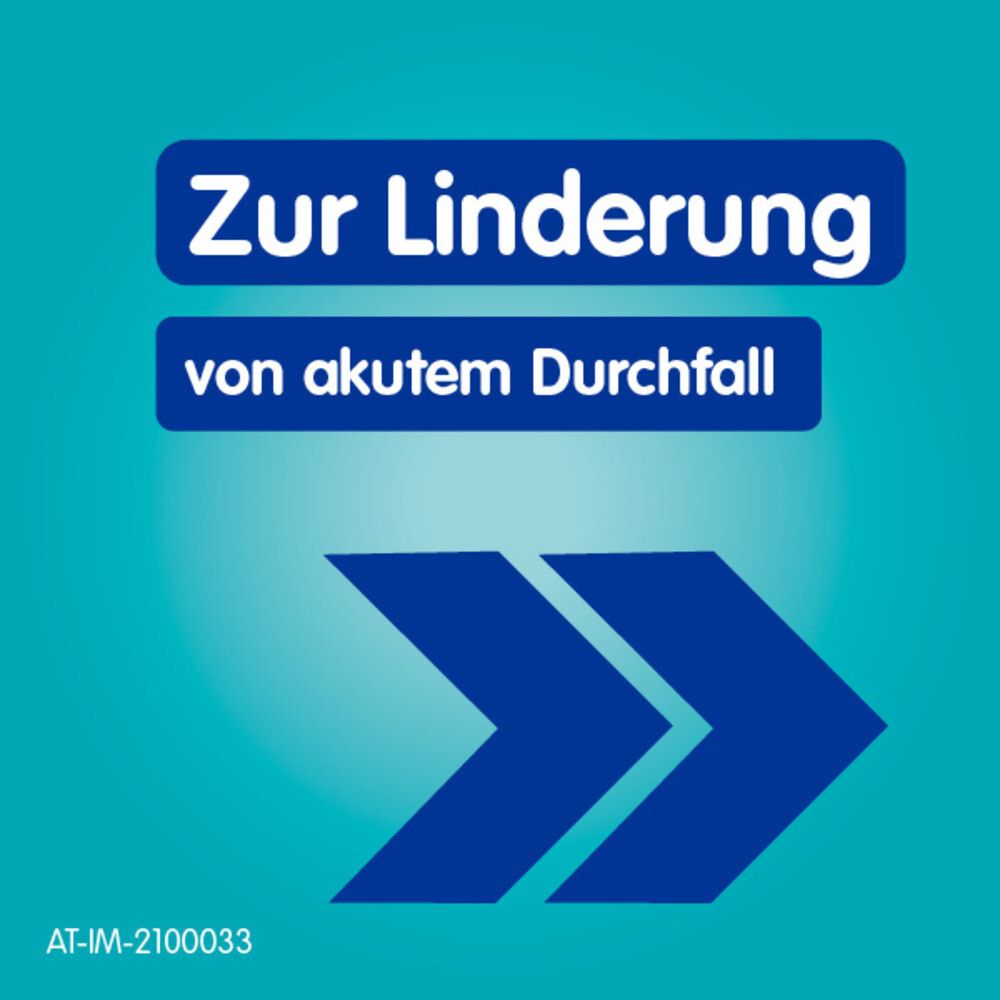Pfeile. Text: Zur Linderung von akutem Durchfall.