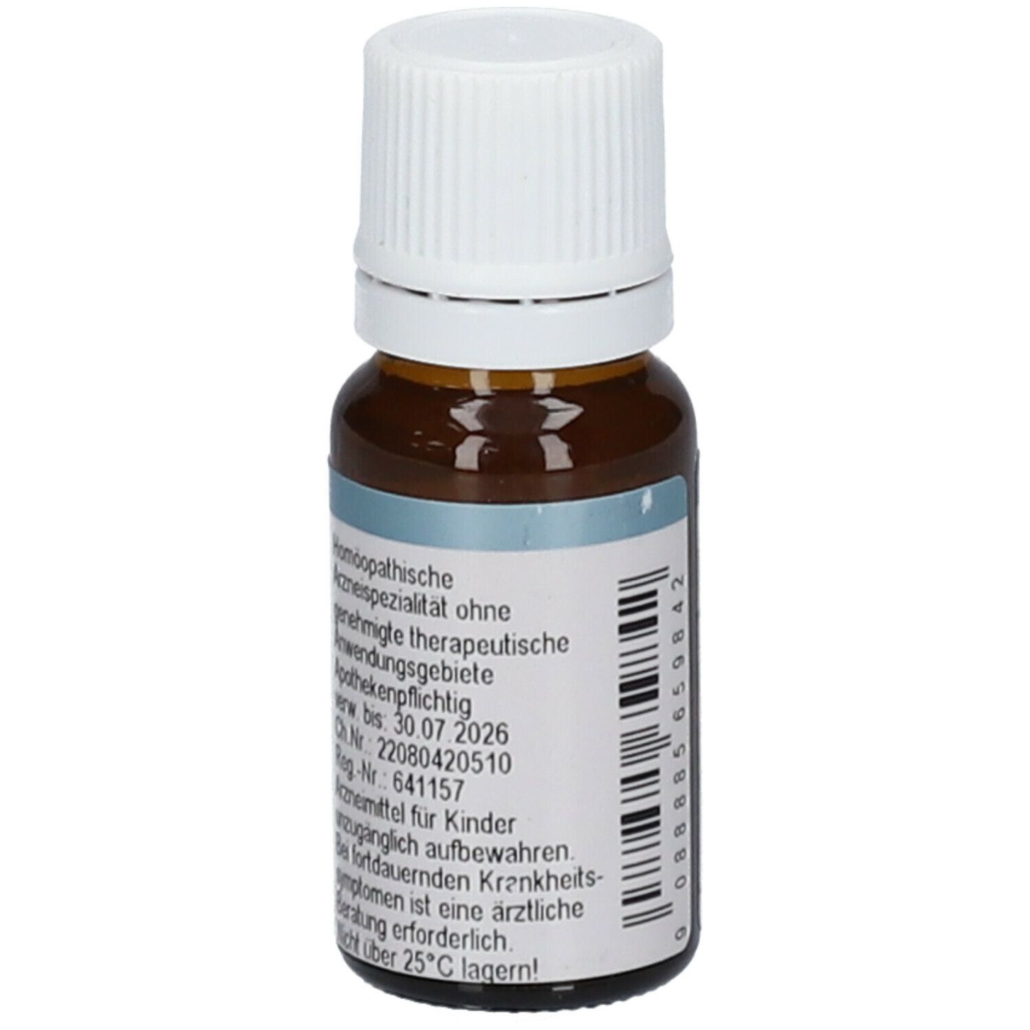 Braune Glasflasche mit weißem Verschluss. Etikett mit Text. Homöopathisches Arzneimittel. SPAGYRA, Avena sativa C12 Tropfen, 10 ml Lösung.