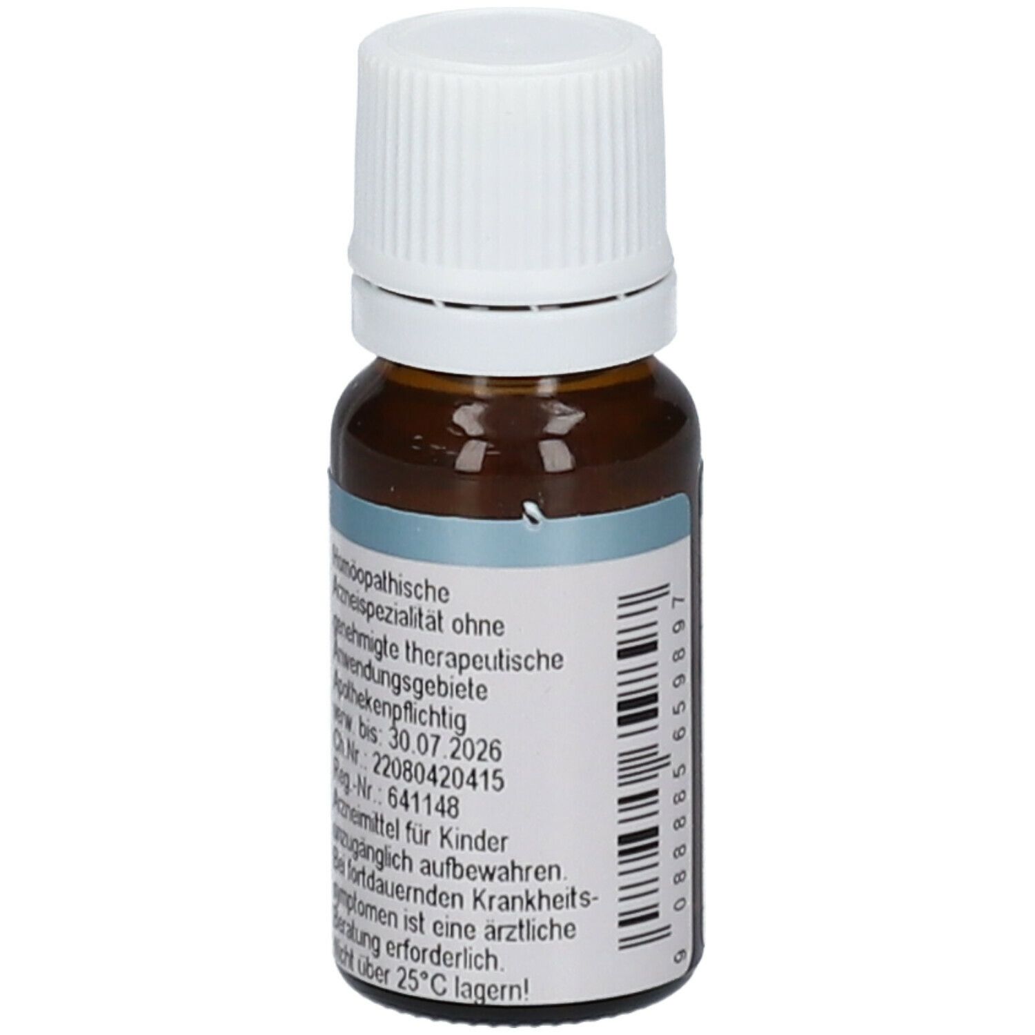 Braune Glasflasche mit weißem Deckel. Etikett mit Produktinformationen, Barcode. SPAGYRA Echinacea C200.