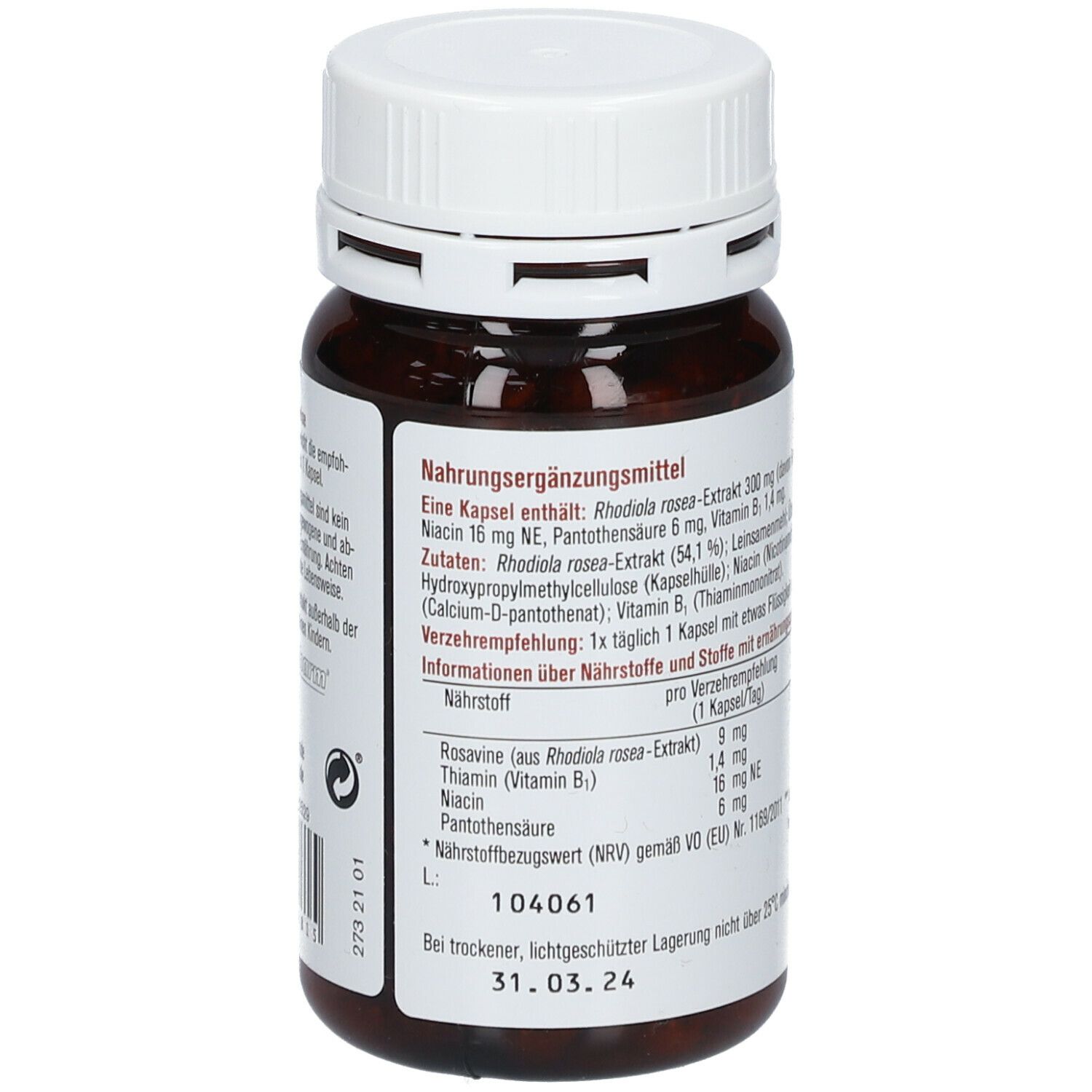 Rückseite der SoVita®-Dose. Enthält Informationen zu Inhaltsstoffen und Nährwerten. Text in deutscher Sprache.