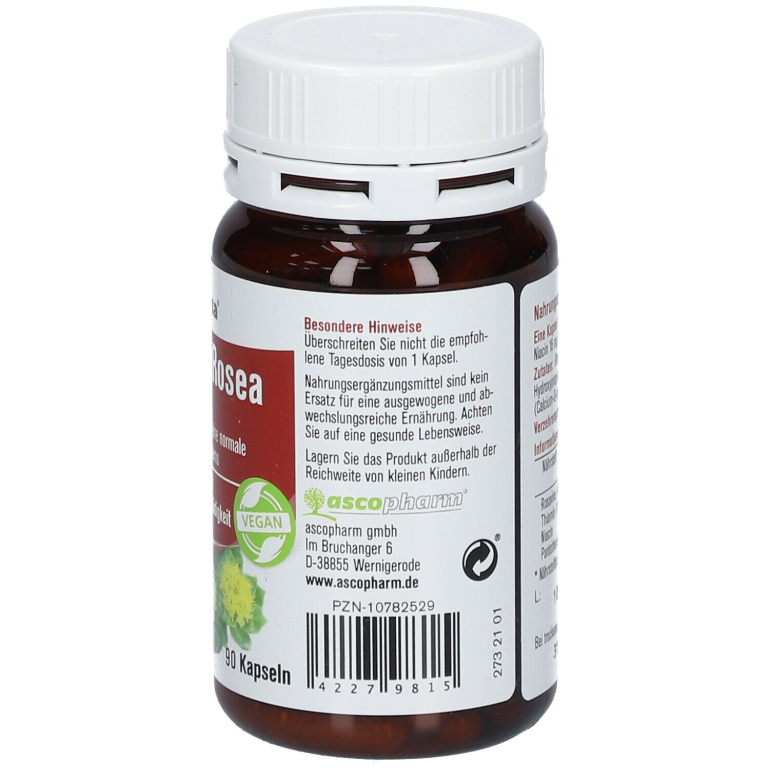 Rückseite der SoVita®-Dose. Enthält Informationen und Herstellerangaben. Text in deutscher Sprache.
