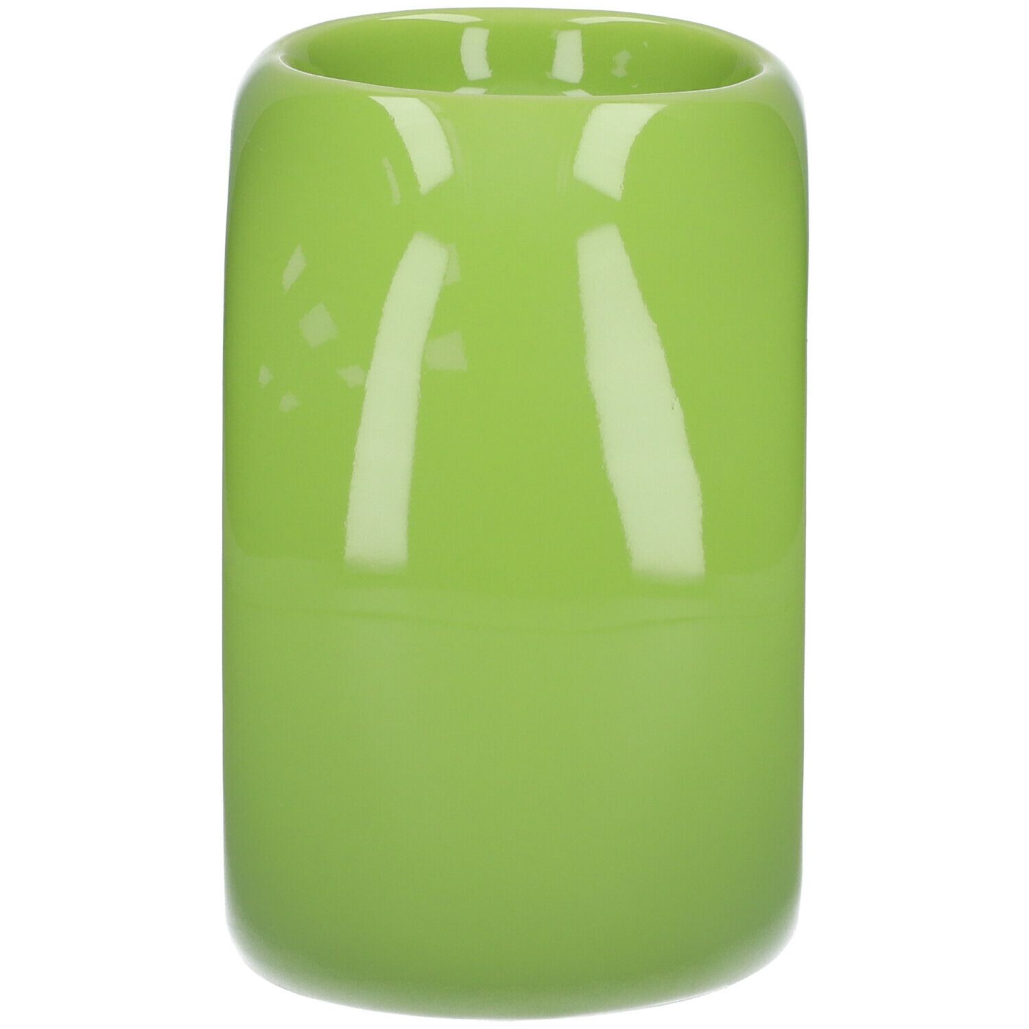 Zylindrische, grüne Aroma-Duftlampe. Glänzende Oberfläche. Keramik.