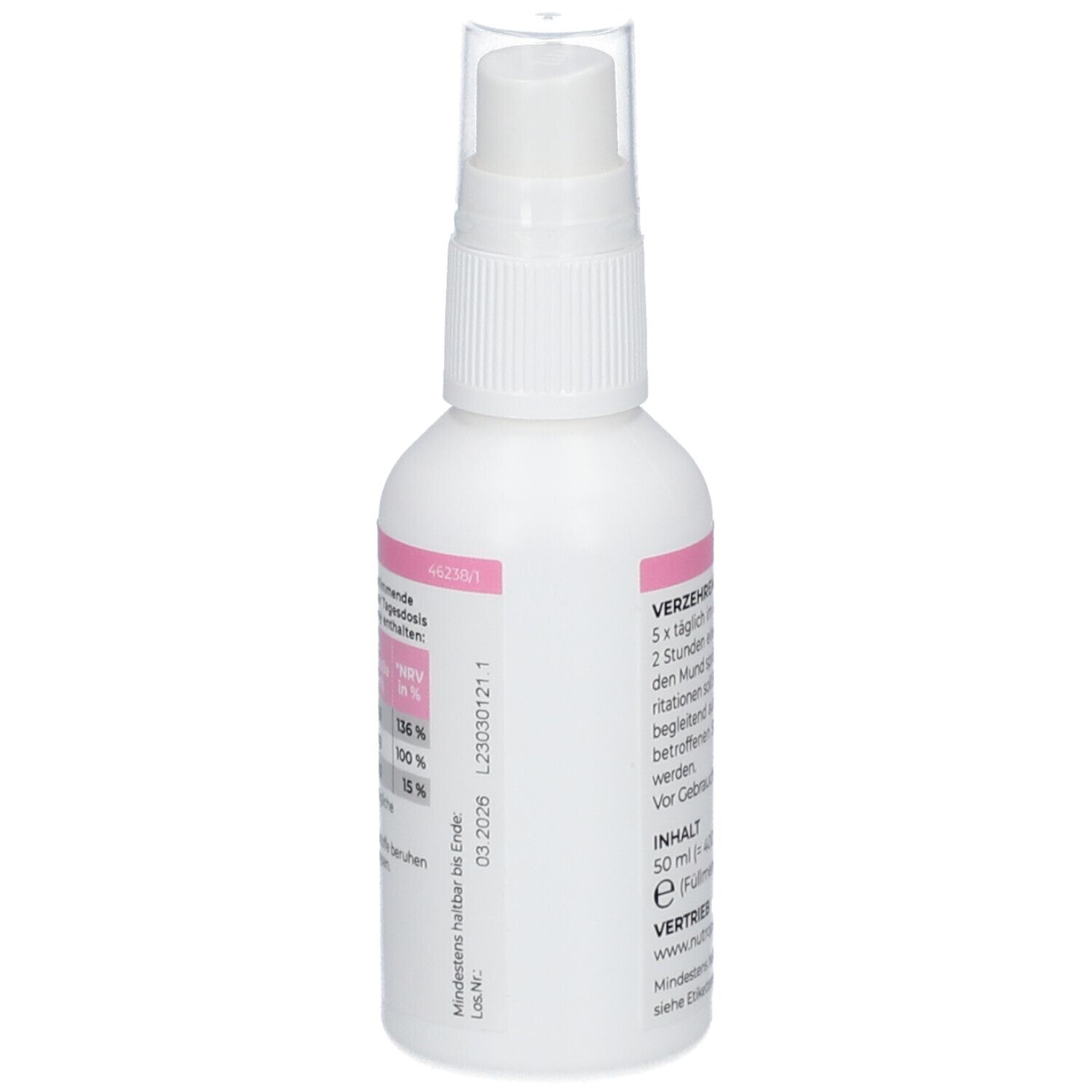 Weiße Sprühflasche SELO MUN Spray. Haltbarkeit bis 03.2026. 50 ml.