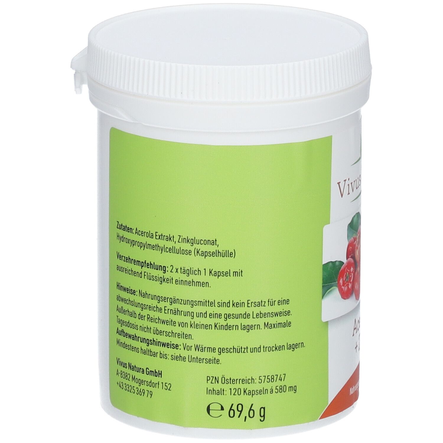 Acerola VIT C+Zink KPS Vivus 120 St Kapseln