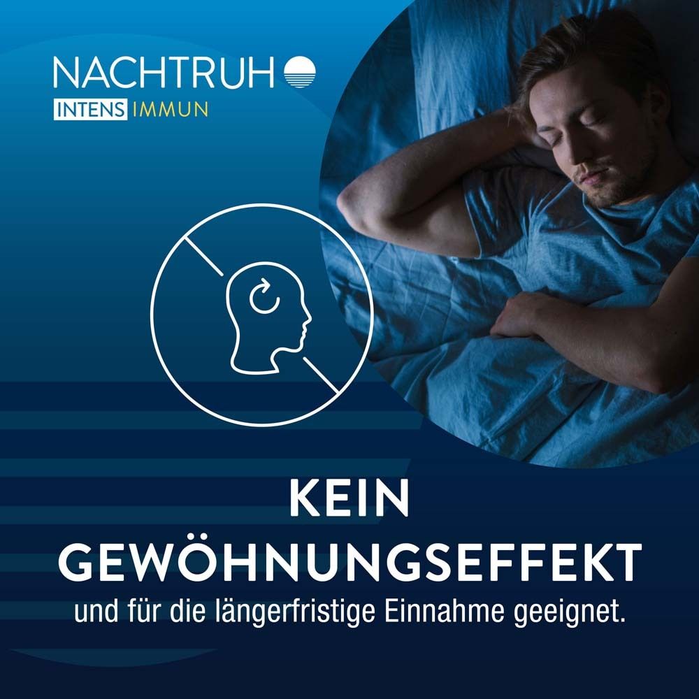 Grafik: Kein Gewöhnungseffekt. Person im Profil. Text: Für die längerfristige Einnahme geeignet.