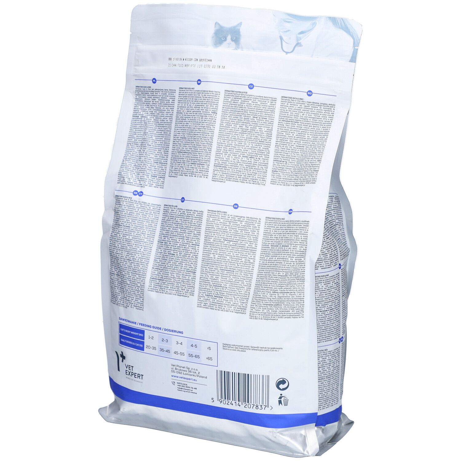 VetExpert VD Cat Dermatosis Ente & Reis 6 kg – Spezialfutter für Haut & Fell