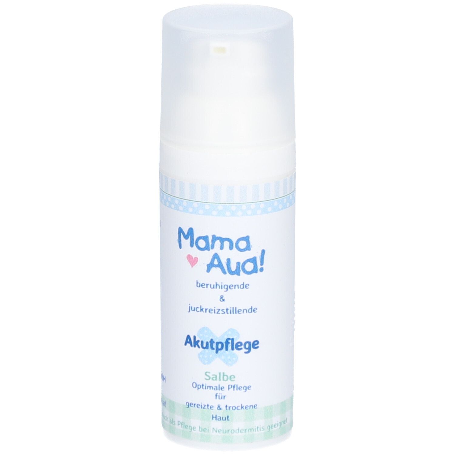 Creme-Spenderflasche. Mama Aua! Akutpflege Salbe. Beruhigend & juckreizstillend. Für gereizte & trockene Haut.