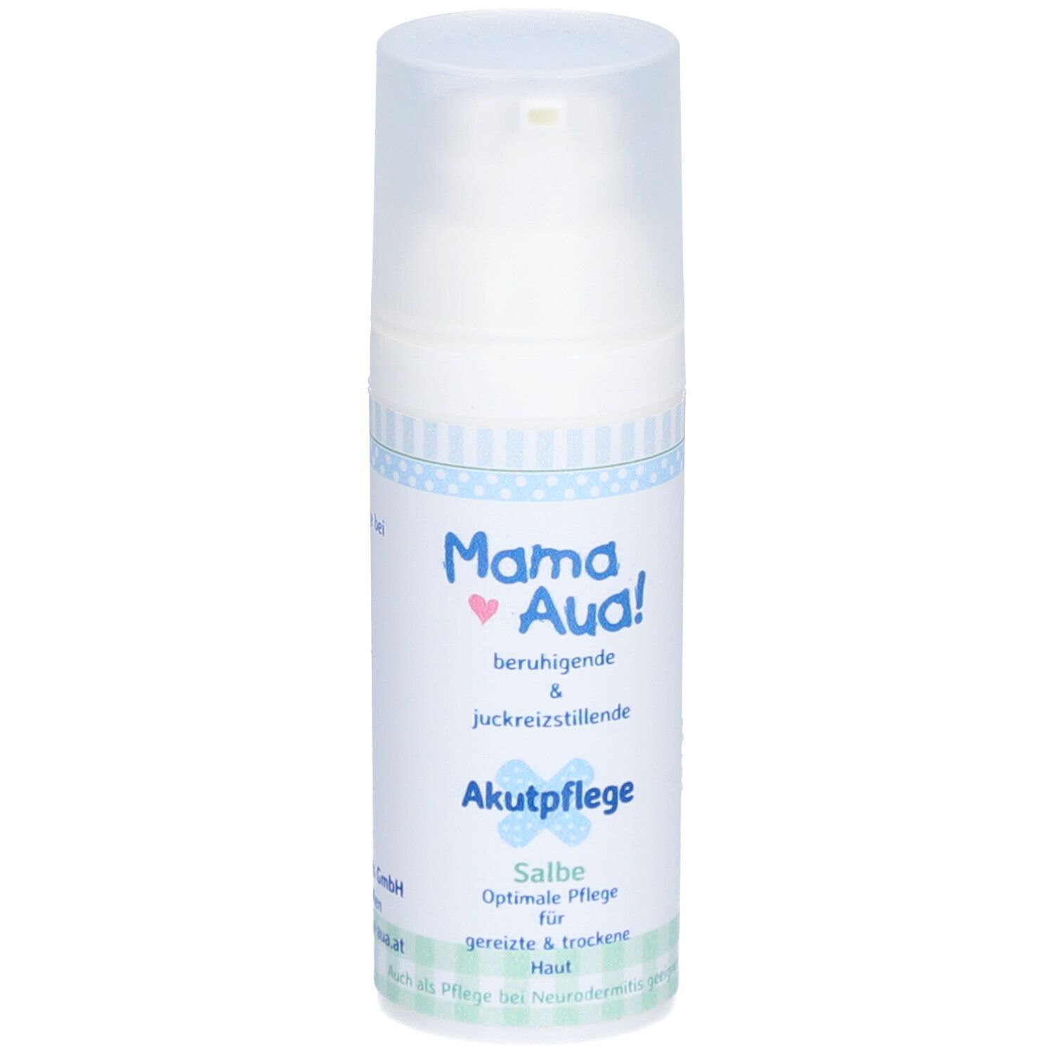 Creme-Spenderflasche. Mama Aua! Akutpflege Salbe. Beruhigend & juckreizstillend. Für gereizte & trockene Haut.