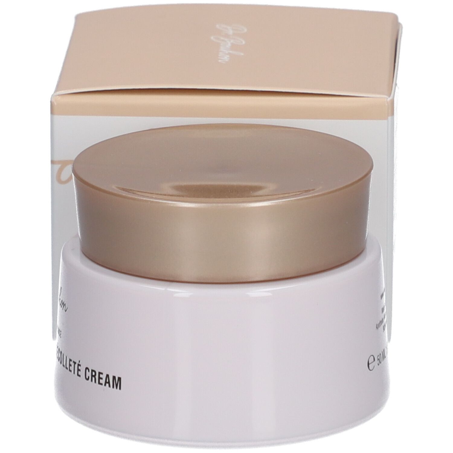 Creme-Tiegel und Karton. Aufschrift: The Cooling Neck & Décolleté Cream, 50 ml.