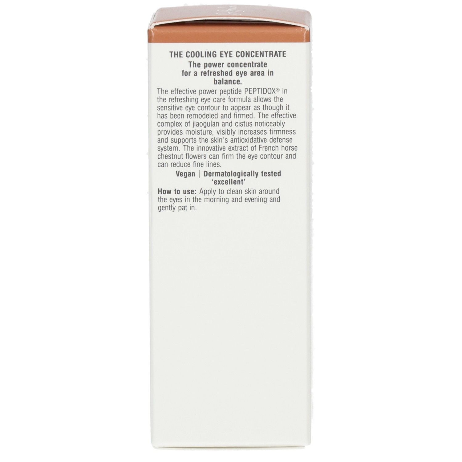 Karton von Dr. Bouhon Augenkonzentrat. Text: The Cooling Eye Concentrate. Vegan. Dermatologisch getestet.