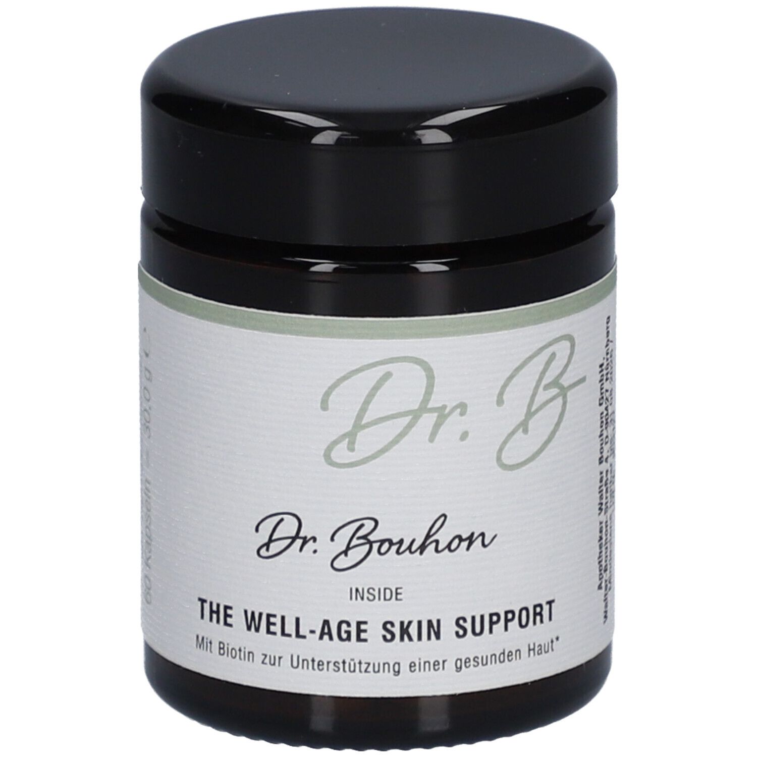Braune Dose mit schwarzem Deckel. Aufschrift: Dr. Bouhon, THE WELL-AGE SKIN SUPPORT.