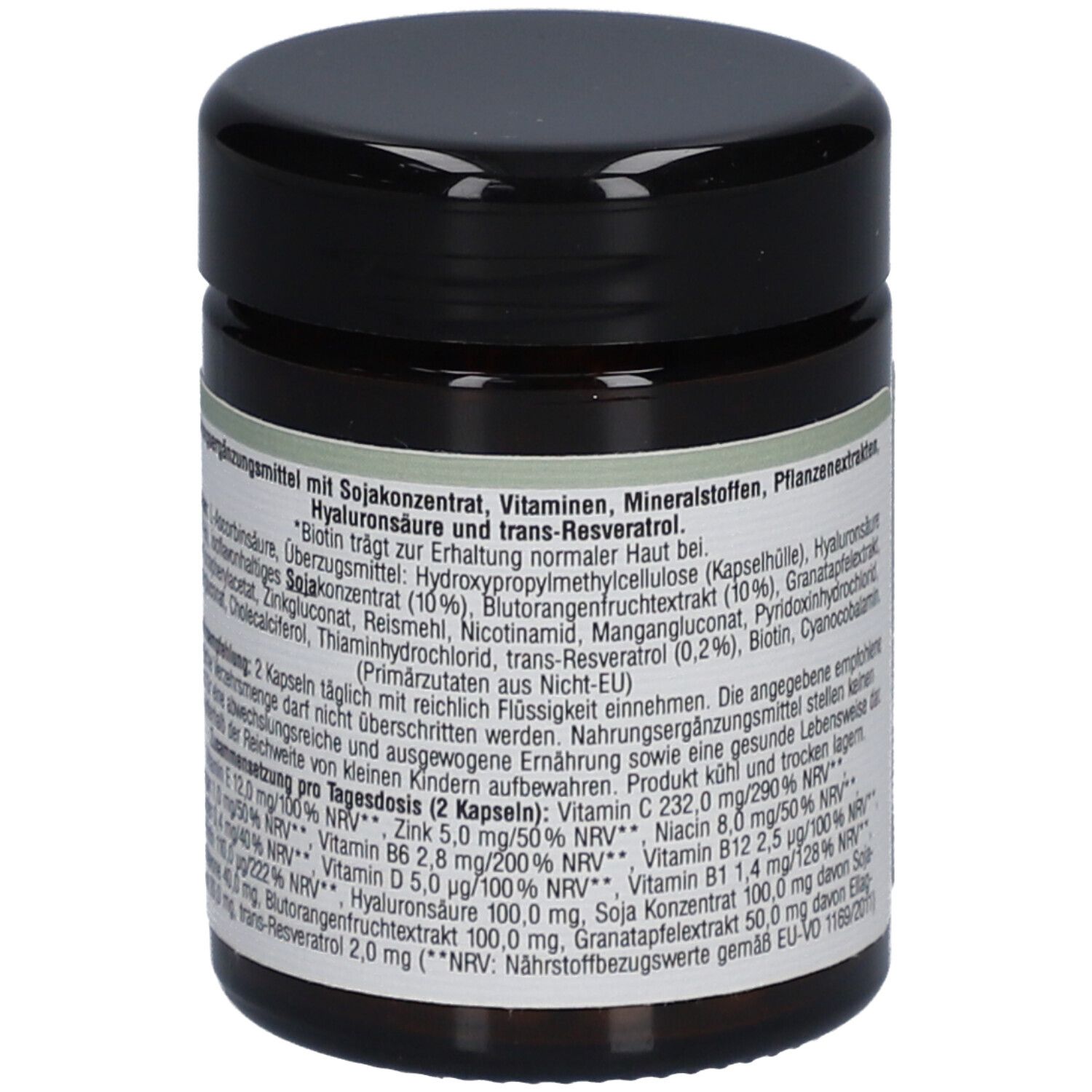 Braune Dose mit schwarzem Deckel. Aufschrift: Dr. Bouhon, THE WELL-AGE SKIN SUPPORT. Rückseite mit Inhaltsstoffen.
