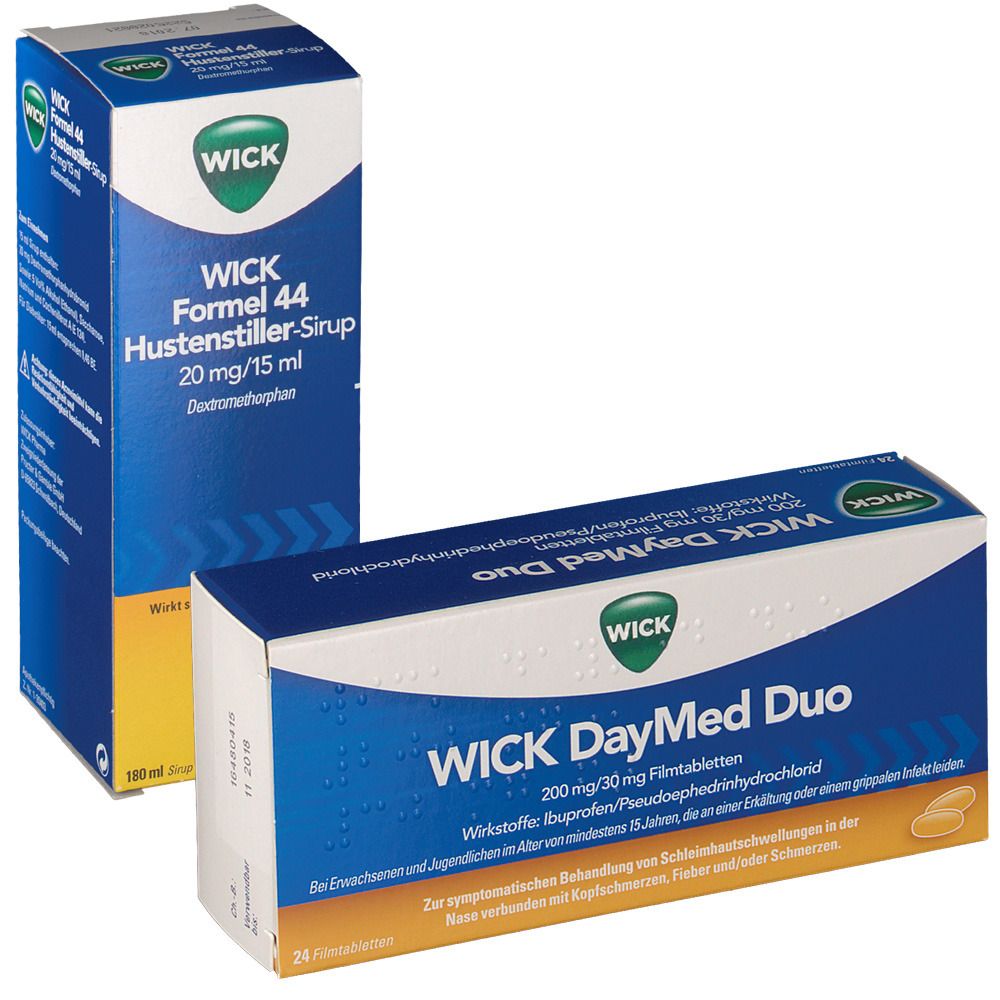 WICK DayMed Duo 200 mg/30 mg + Formel 44 Hustenstiller-Sirup 20 mg/15 ml Erkältungsset