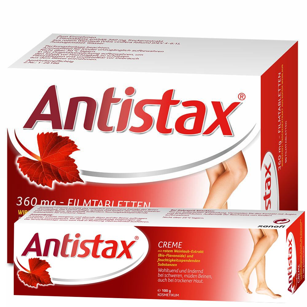 Antistax® 360 mg Filmtabletten bei Venenschwäche und Krampfadern + Antistax® Creme bei müden, schweren Beinen