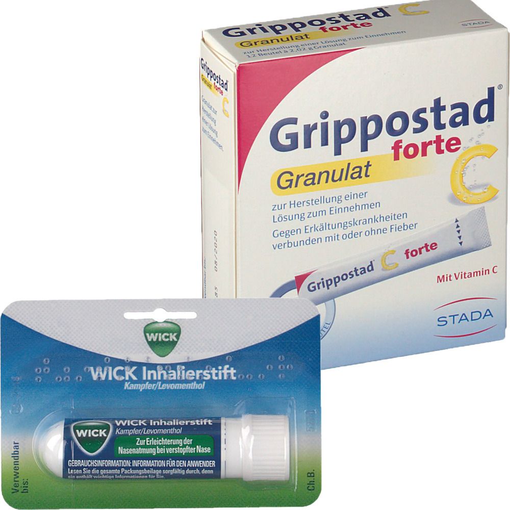 Grippostad forte Granulat und WICK Inhalierstift