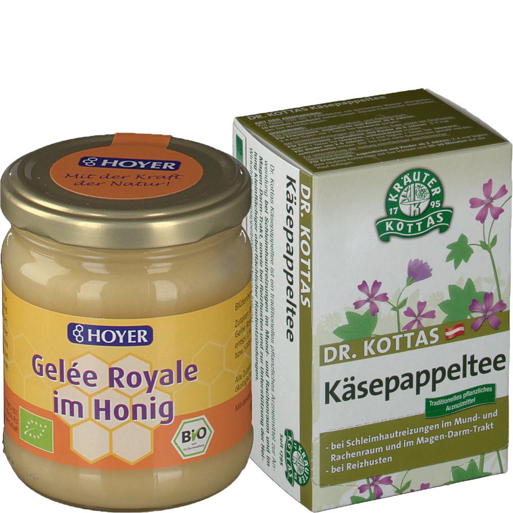 Dr. KOTTAS Käsepappeltee 20 Filterbeutel + HOYER Gelee Royale im Honig 250 g