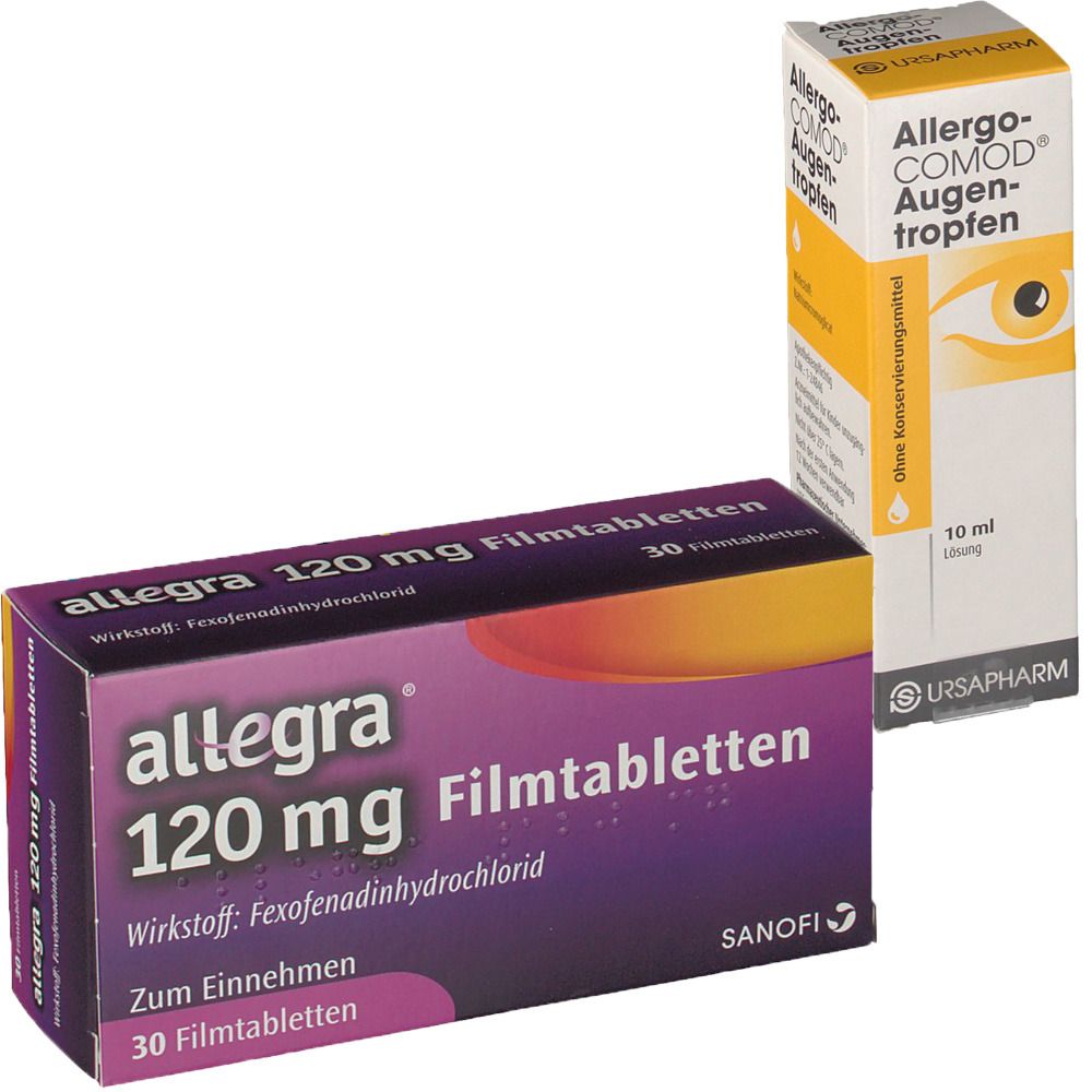 allegra® 120 mg 30 Filmtabletten + Allergo-COMOD® Augentropfen 10 ml thumbnail