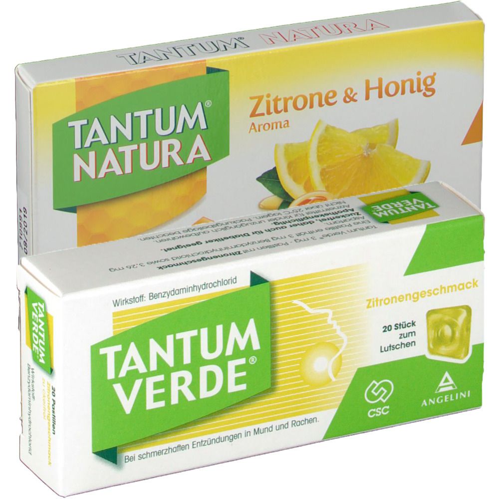 TANTUM VERDE® Pastillen mit Zitronengeschmack + TANTUM® NATURA Zitrone & Honig